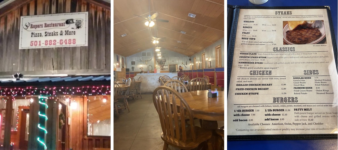 Roper's Restaurant Menu