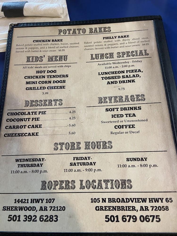 Roper's Restaurant Menu image 2